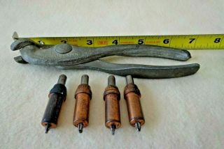 Vintage Aircraft Tools,  Fastener Pliers 6 1/2 " Long With 4 Fasteners,  At508s