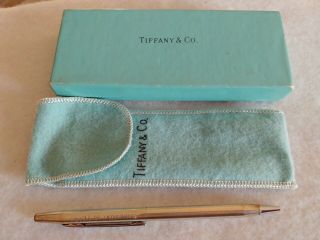 Vtg Tiffany & Co.  Cross Style Ballpoint Pen Sterling Silver & Bag Blue