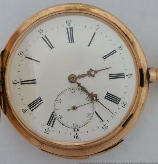 Giant 58mm 14k Gold Minute Repeater Pocket Watch For German Market 32j Antique