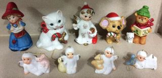 Vtg.  Christmas Around The World Angels Lefton Angel Homco Cat & Mouse Jasco Bell