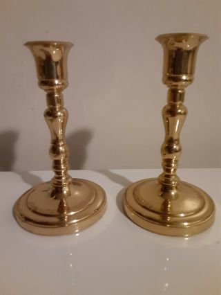 Vintage Solid Brass Candlesticks,  1 Pair,  Approx 6 " Tall