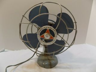 Vintage Blue Silex Handy Breeze Table Fan Cast Iron Base Oscillating