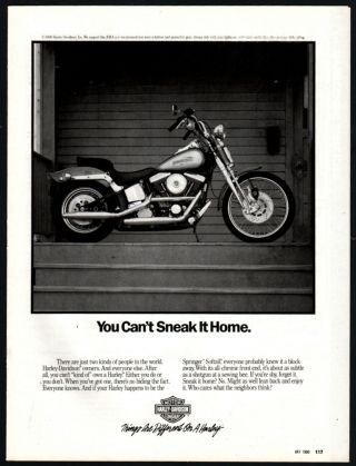 1990 Harley - Davidson Springer Softail Motorcycle Ad Vintage Photo Advertising