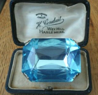 Vintage Jewellery Large Aquamarine Blue Glass 1970 