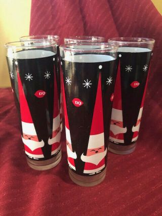 Vintage Dairy Queen Dq Holt Howard Christmas Tall Santa Glasses