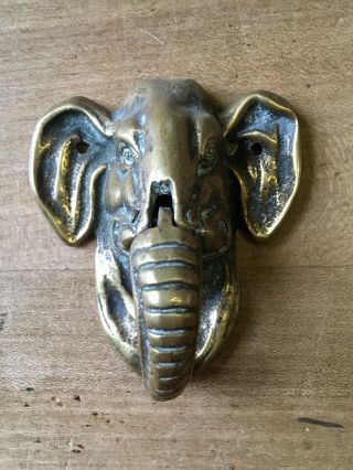 Antique Brass Door Knocker Elephant Hardware Salvage Vintage Victorian Old