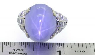 Antique heavy Platinum 26.  68CTW VS1/G diamond/Ceylon Star sapphire cocktail ring 3
