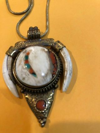 Antique/vintage Tribal Turquoise/coral Medallion,  Antique Gold,  Mixed Stones