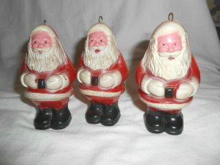 Very Rare 3 Vintage Santa Claus Ornaments - Light Covers