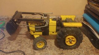 Vtg Tonka Pressed Steel Yellow Farm Tractor Xmb - 975 W/frt End Loader