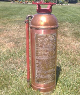 Vintage Fastfome Large Copper Fire Extinguisher Pyrene Manufacturing Co Usa
