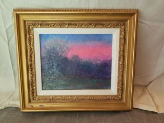 Vintage Oil Painting By M.  Mcwethy Called " Sunset " Ornate Framed
