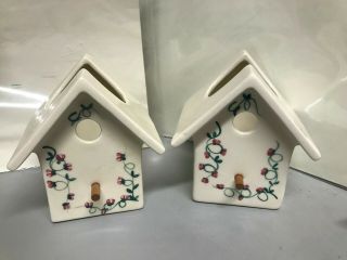 Vintage Pair Bird House Wall Pockets Planter Made In Usa 5 "