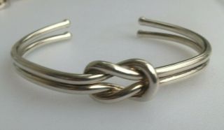 32 Grams Sterling Silver Vtg Double Love Knotted Cuff Bracelet 7.  5 "