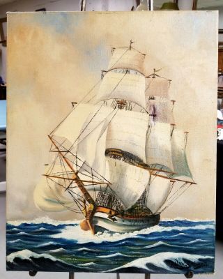 Antique Nautical Painting Oil On Canvas Signed Date A.  Wahlstrom Listed Tlc