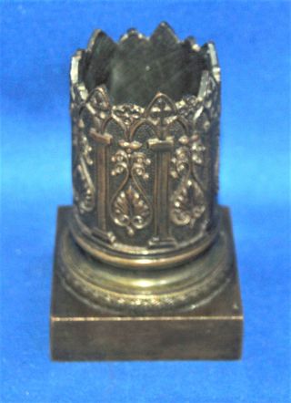 A Rare Antique Bronze Gothic,  Art Nouveau,  Spill,  Match Or Candle Holder,  Pot