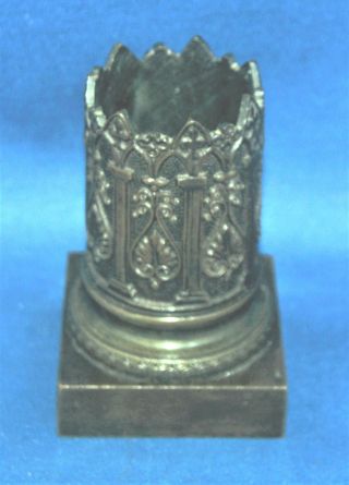 A rare antique bronze gothic,  Art Nouveau,  spill,  match or candle holder,  pot 2