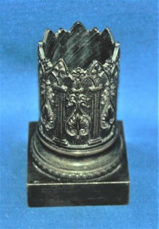 A rare antique bronze gothic,  Art Nouveau,  spill,  match or candle holder,  pot 3