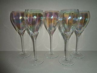 Germany (5) Vintage IRIDESCENT Optic Paneled TULIP WINE GLASSES 2