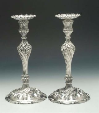 Ornate Sterling Silver Candlesticks,  Made For Tiffany & Co.