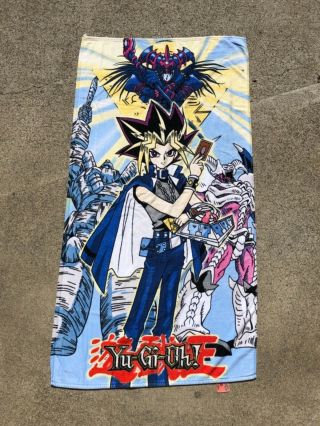 Vintage 1996 Yu - Gi - Oh Beach Towel Cartoon Tv Game Promo Vtg Manga Anime 90s