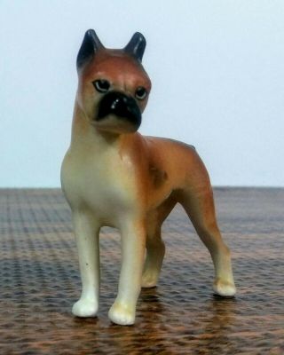 Vintage Napco Miniature Boxer Dog Porcelain Figurine Japan