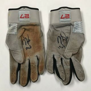 Mike Trout 2x Signed 2019 Game Nike Batting Gloves Autographed W/ Loa Auto