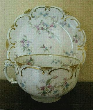 Vintage Victorian Eggshell Porcelain Haviland Limoges Tea Cup/saucer
