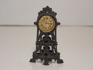 Antique French Iron Dollhouse Miniature Metal Mantle Clock