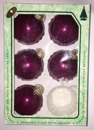 Vintage Box Imperial Purple Glass Ball Christmas Ornaments Christmas By Krebs 5