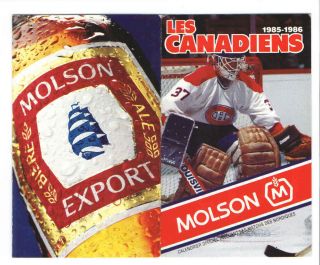 1985 - 86 Montreal Canadiens Nhl Hockey Pocket Schedule Molson French Penney