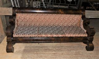 Empire Antique Flame Mahogany Sofa,  Reupholstered,  Owners 1857 Picture