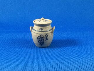 Igma Artisan Jane Graber Miniature Stoneware Vintage (1996) Jar W/lid 1:12 Scale
