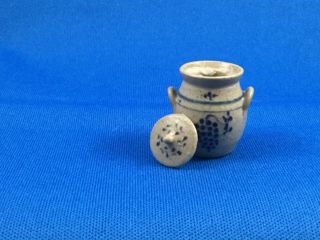 IGMA Artisan Jane Graber Miniature Stoneware Vintage (1996) Jar W/Lid 1:12 Scale 2