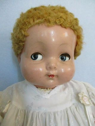 Vintage 24” Effanbee Composition Sweetie Pie Doll,  Caracul Wig,  Flirty Blue Eyes