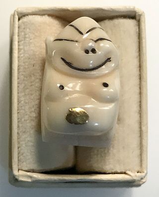 Vintage Alaskan Inuit Eskimo Billiken Carved Good Luck Figure Gold Nugget Pin