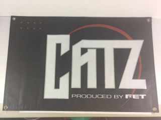 Vtg Catz Lighting By Fet Car Audio Install Shop Banner Sign 2000s Old School Euc