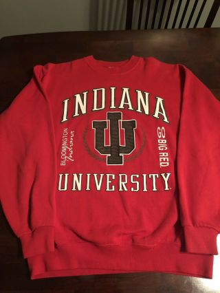 Vintage Iu Indiana University Sweatshirt 80s 90s Crewneck Retro Hoosiers Size L