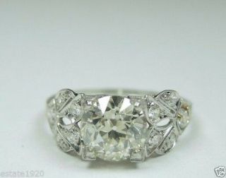 Antique Art Deco Vintage Diamond Engagement Platinum Egl Usa Ring Size 6.  25 Uk - M