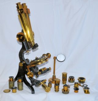 Large Binocular Microscope In Case – Crouch,  London.