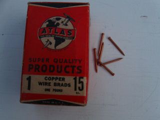 Vintage,  1 " Solid Copper Wire Brad Nails 15 Guage 1 Pound