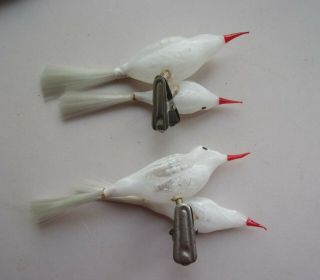 2 Vintage CLIP ON BLOWN GLASS SONG BIRDS COUPLES Christmas Ornaments 3