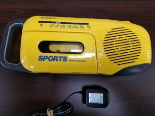 Vintage Sony Sports Radio Cassette Player Recorder Boombox With Power Adapter
