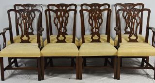 Set Of 8 Kittinger Mahogany Chippendale Style Dining Chairs 100 Anniversary Rare