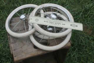 Set Of 4 Vintage Wire Spoke Baby Buggy Carriage Stroller Wheels 11.  5 Inchs.