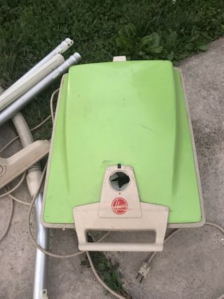 Vintage Green Hoover Slim Line 70’s Vacuum With Attachments & Hose