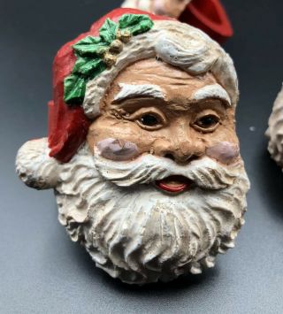 Set Of 4 Vintage Wood Resin Christmas Old World Santa Claus Napkin Rings Holida 2