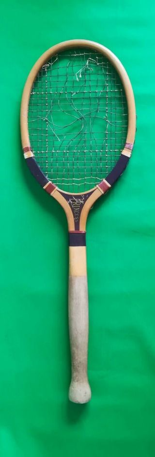 Very Rare Antique Draper & Maynard Princess Tennis Racket Bulbous Handle