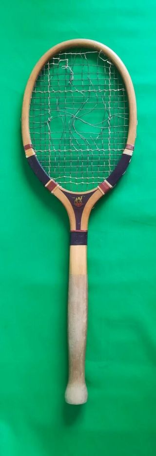 Very rare antique DRAPER & MAYNARD PRINCESS tennis racket bulbous handle 2