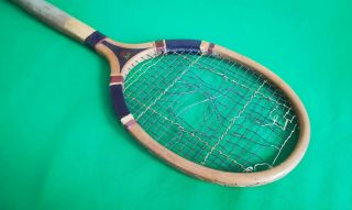 Very rare antique DRAPER & MAYNARD PRINCESS tennis racket bulbous handle 3
